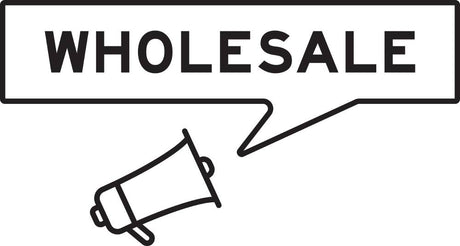 Megaphone icon with speech bubble in word WHOLESALE on white background