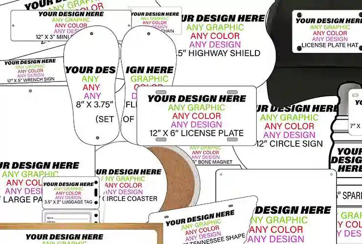 Graphic showing signs using a custom license plate maker from Smart Blonde