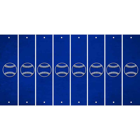 Blue Oil Rubbed Cut Fun Strips (Set of 8) BASEBALL WITH BAT