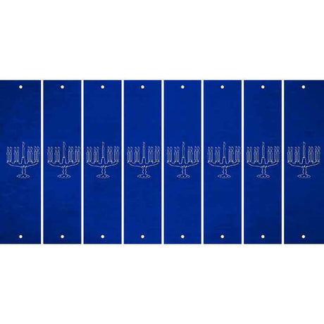 Blue Oil Rubbed Cut Fun Strips (Set of 8) MENORAH