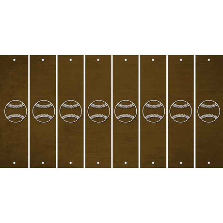 Brown Oil Rubbed Cut Fun Strips (Set of 8) BASEBALL WITH BAT