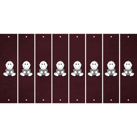 Burgundy Oil Rubbed Cut Fun Strips (Set of 8) BABY GIRL