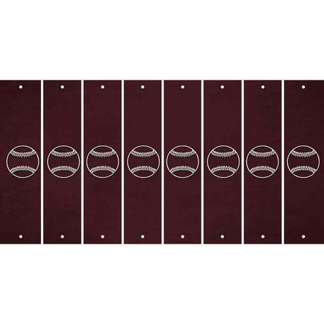 Burgundy Oil Rubbed Cut Fun Strips (Set of 8) BASEBALL WITH BAT