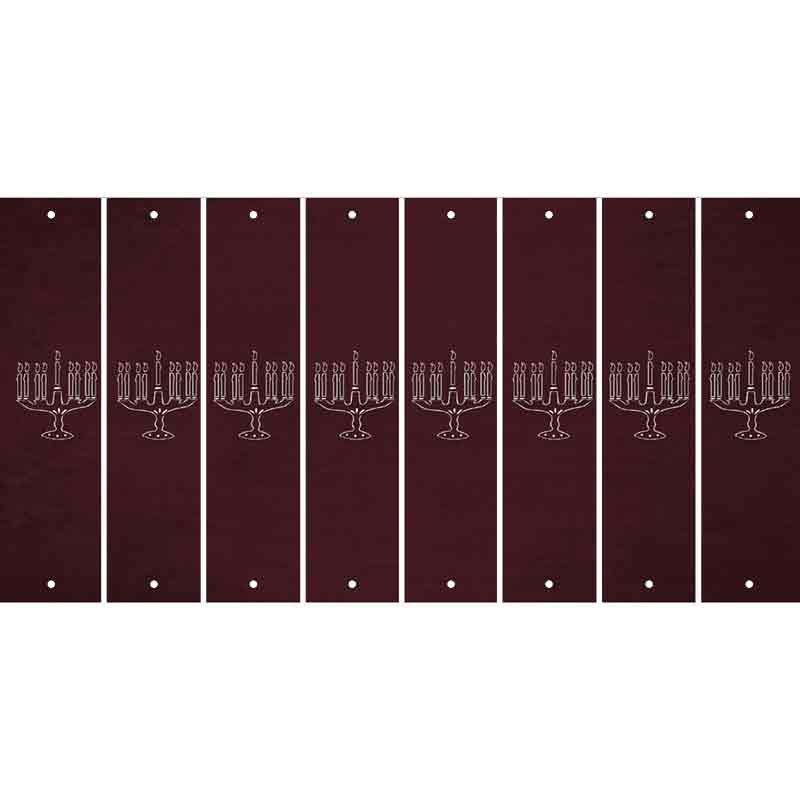 Burgundy Oil Rubbed Cut Fun Strips (Set of 8) MENORAH