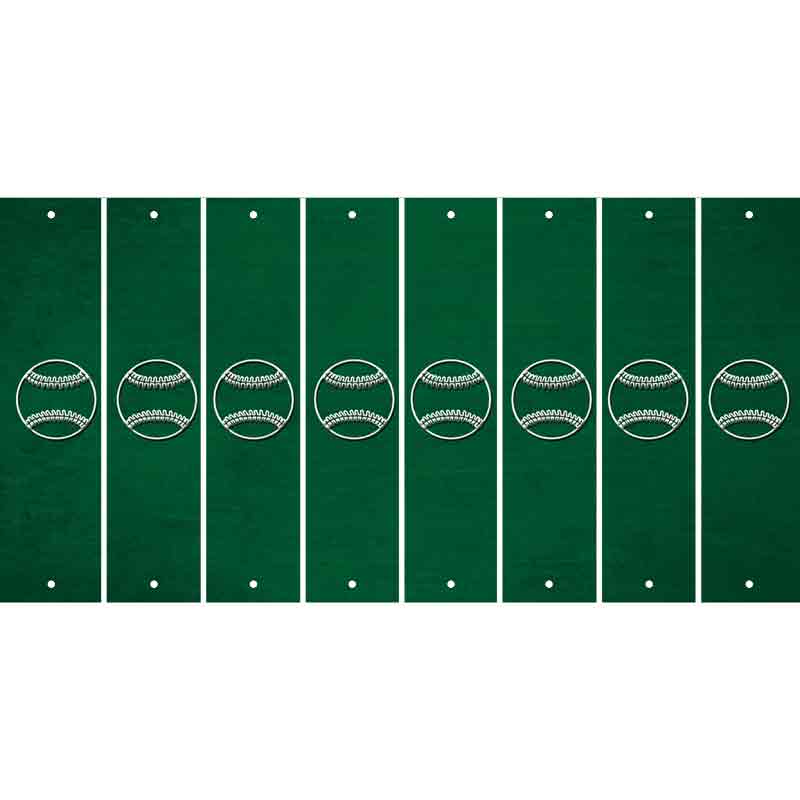 Green Oil Rubbed Cut Fun Strips (Set of 8) BASEBALL WITH BAT