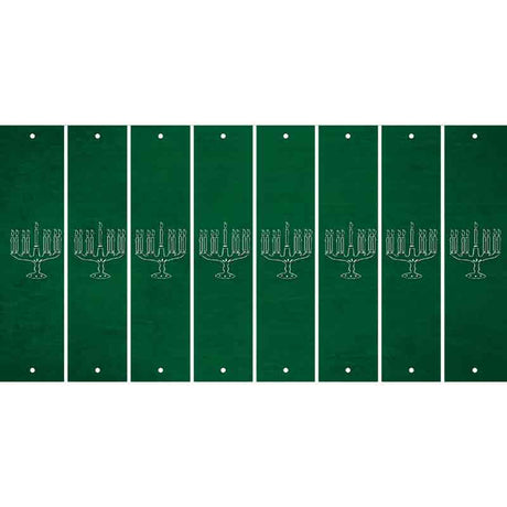 Green Oil Rubbed Cut Fun Strips (Set of 8) MENORAH