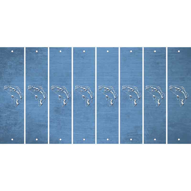 Light Blue Oil Rubbed Cut Fun Strips (Set of 8) FISH