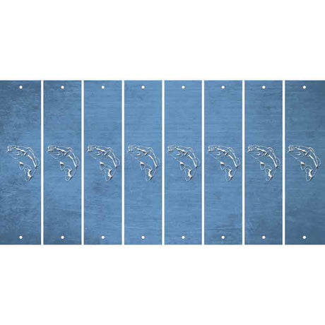 Light Blue Oil Rubbed Cut Fun Strips (Set of 8) FISH