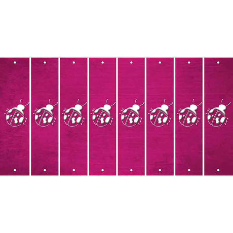 Pink Oil Rubbed Cut Fun Strips (Set of 8) LADYBUG