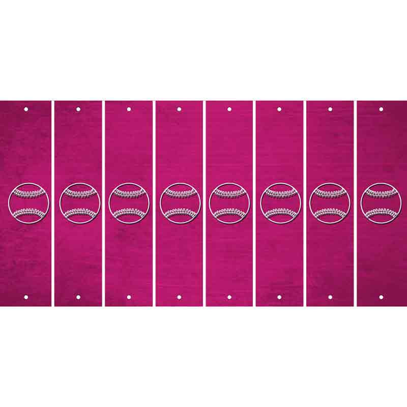 Pink Oil Rubbed Cut Fun Strips (Set of 8) BASEBALL WITH BAT