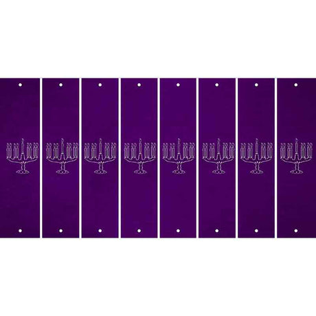 Purple Oil Rubbed Cut Fun Strips (Set of 8) MENORAH
