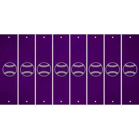 Purple Oil Rubbed Cut Fun Strips (Set of 8) BASEBALL WITH BAT