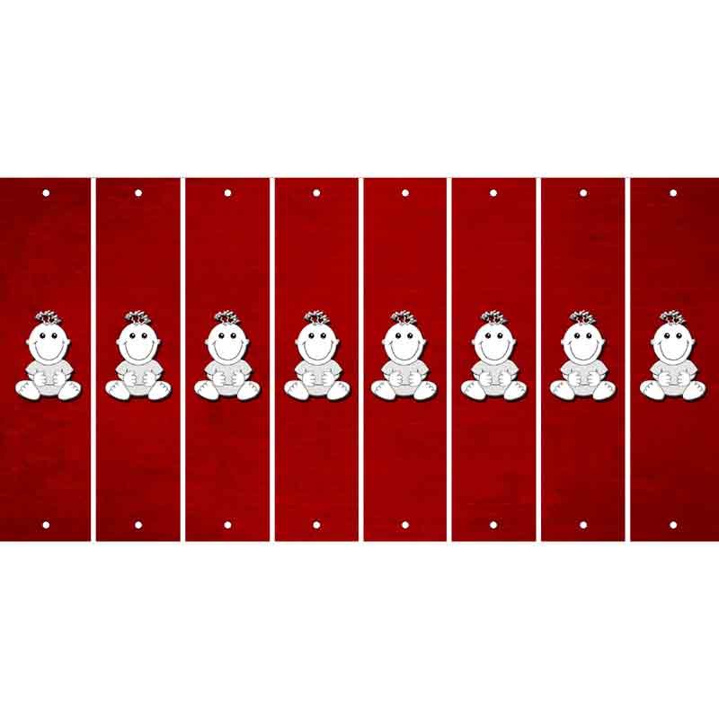 Red Oil Rubbed Cut Fun Strips (Set of 8) BASEBALL