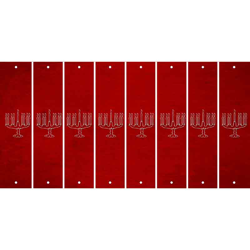 Red Oil Rubbed Cut Fun Strips (Set of 8) MENORAH