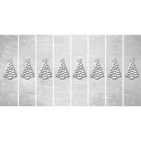 White Oil Rubbed Cut Fun Strips (Set of 8) CHRISTMAS TREE