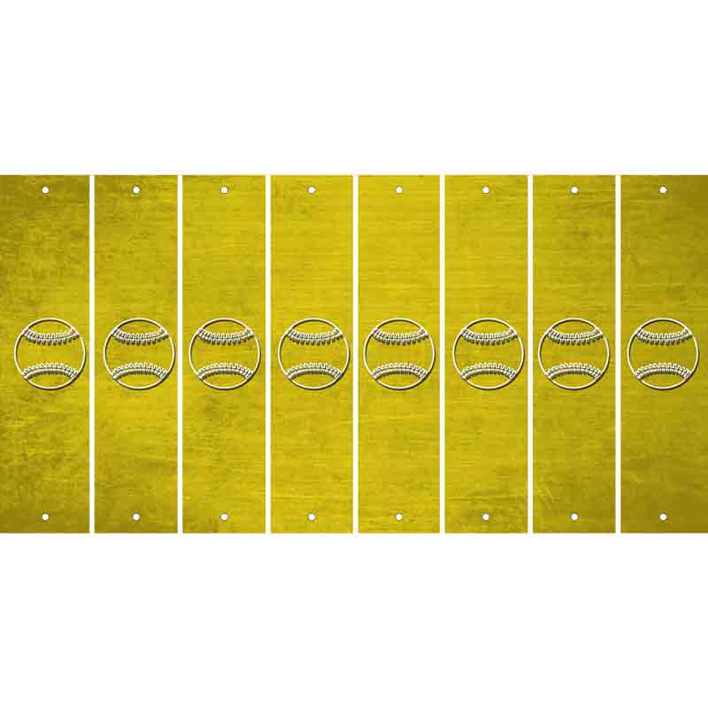 Yellow Oil Rubbed Cut Fun Strips (Set of 8) BASEBALL WITH BAT
