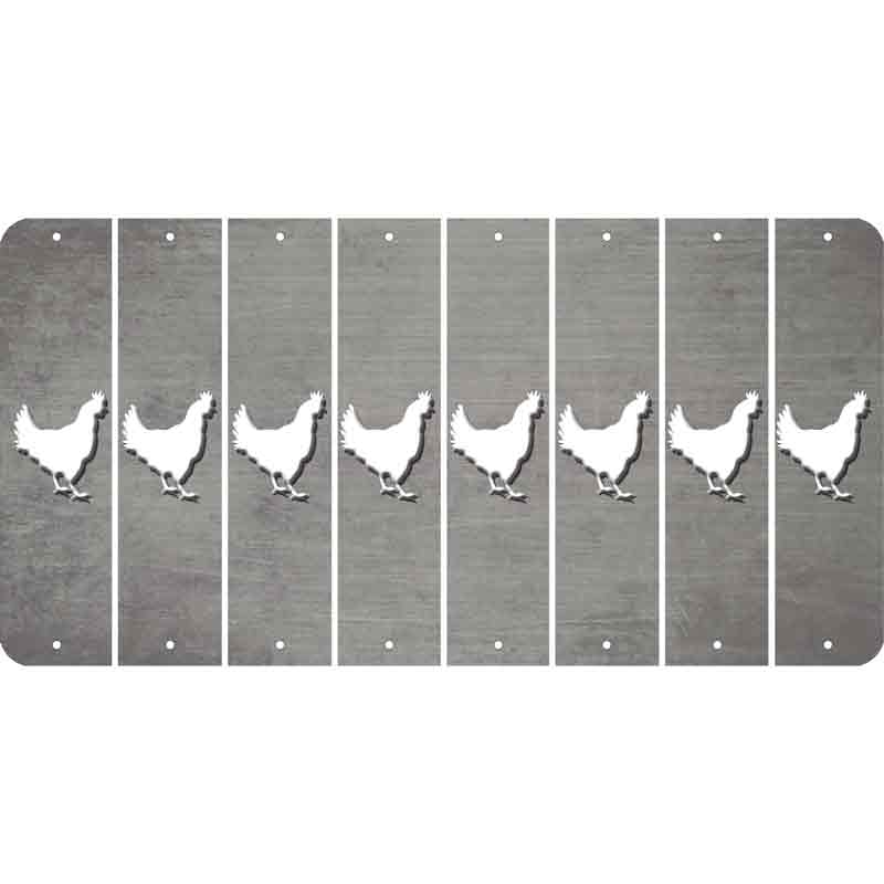 Gray Oil Rubbed Cut Fun Strips (Set of 8) CHICKEN