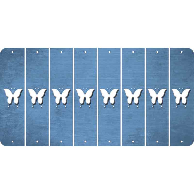 Light Blue Oil Rubbed Cut Fun Strips (Set of 8) BUTTERFLY