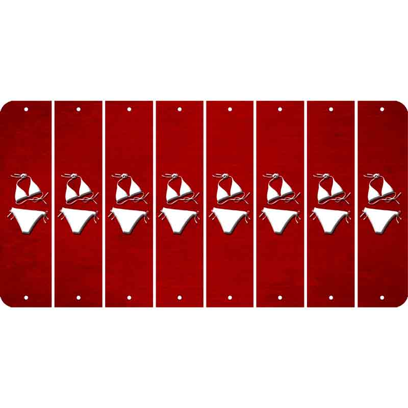 Red Oil Rubbed Cut Fun Strips (Set of 8) BIKINI