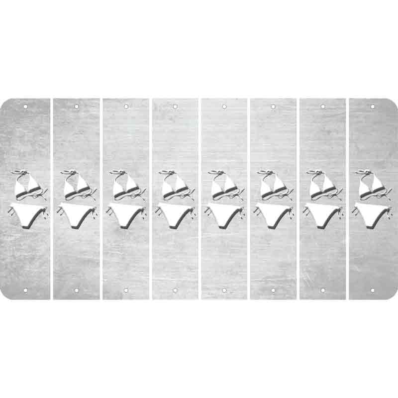 White Oil Rubbed Cut Fun Strips (Set of 8) BIKINI