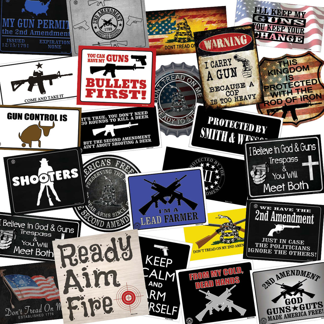 2nd Amendment 50 Piece Wholesale Novelty Assorted Sticker Decal Pack