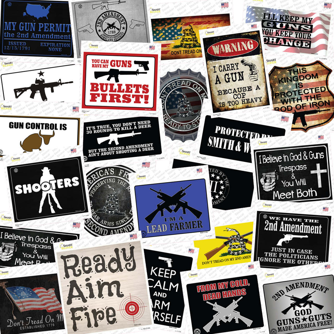 2nd Amendment 50 Piece Wholesale Novelty Assorted Sticker Decal Pack
