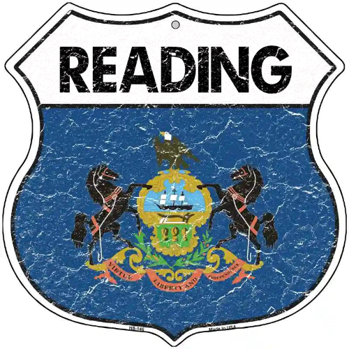 Pennsylvania State Flag Highway Shield Metal Sign