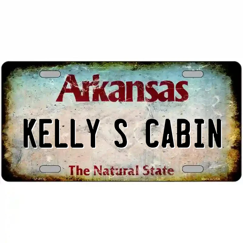 Arkansas State Rusty Novelty Metal License Plate