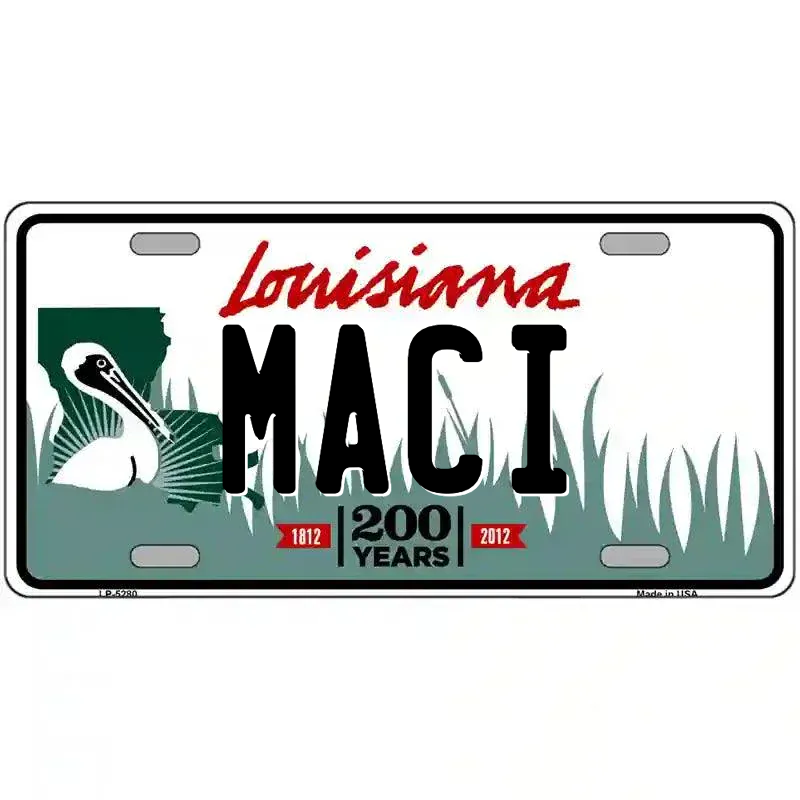 Louisiana 200 Years Blank Novelty Metal License Plate