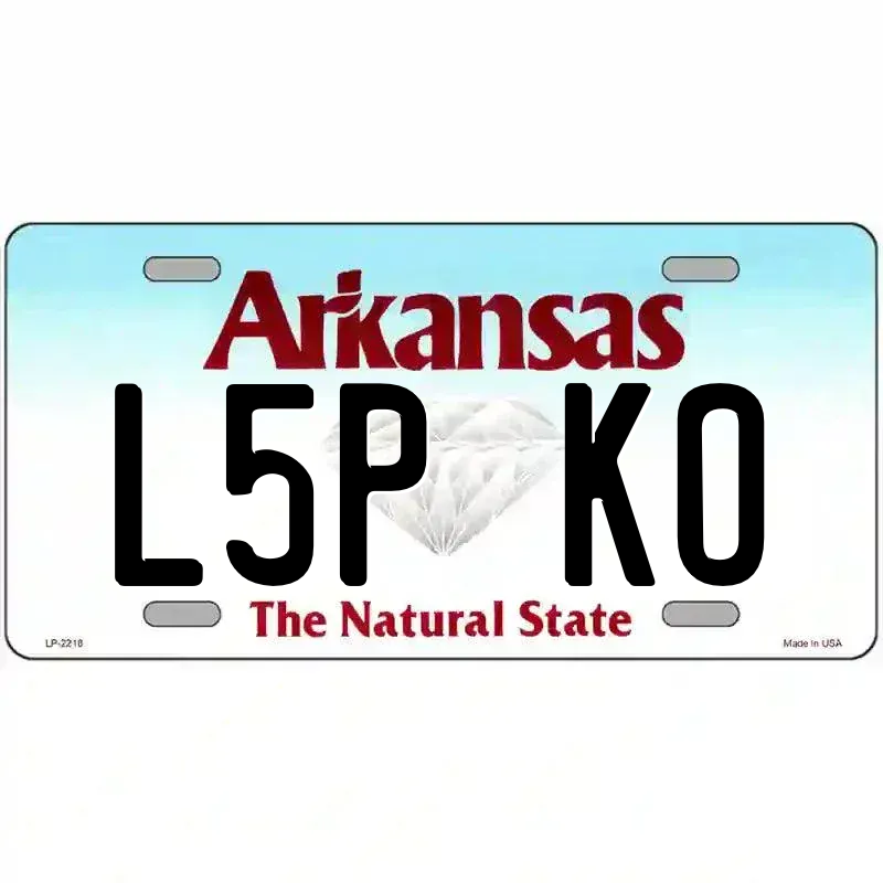 Arkansas State Novelty Metal License Plate