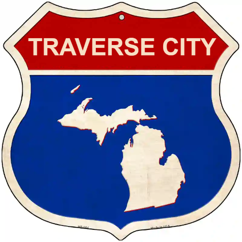 Michigan Silhouette Novelty Metal Highway Shield Sign