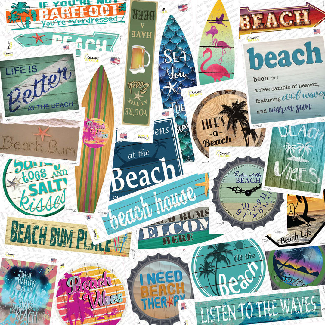 Beach 50 Piece Wholesale Novelty Assorted Sticker Decal Pack