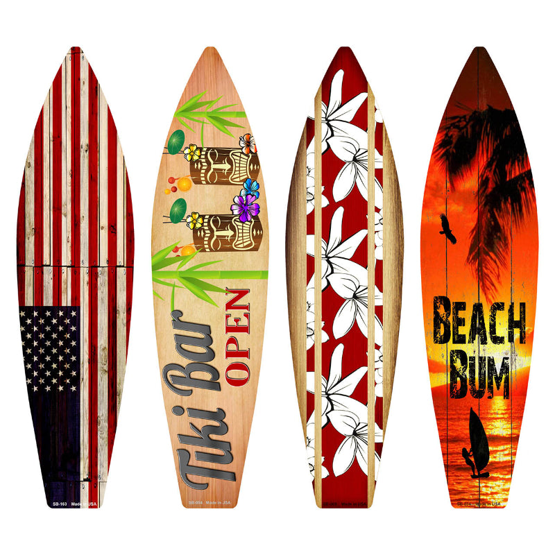American Beach Bum Surfboard Set Novelty Metal Set of 4 SB-Pack-09