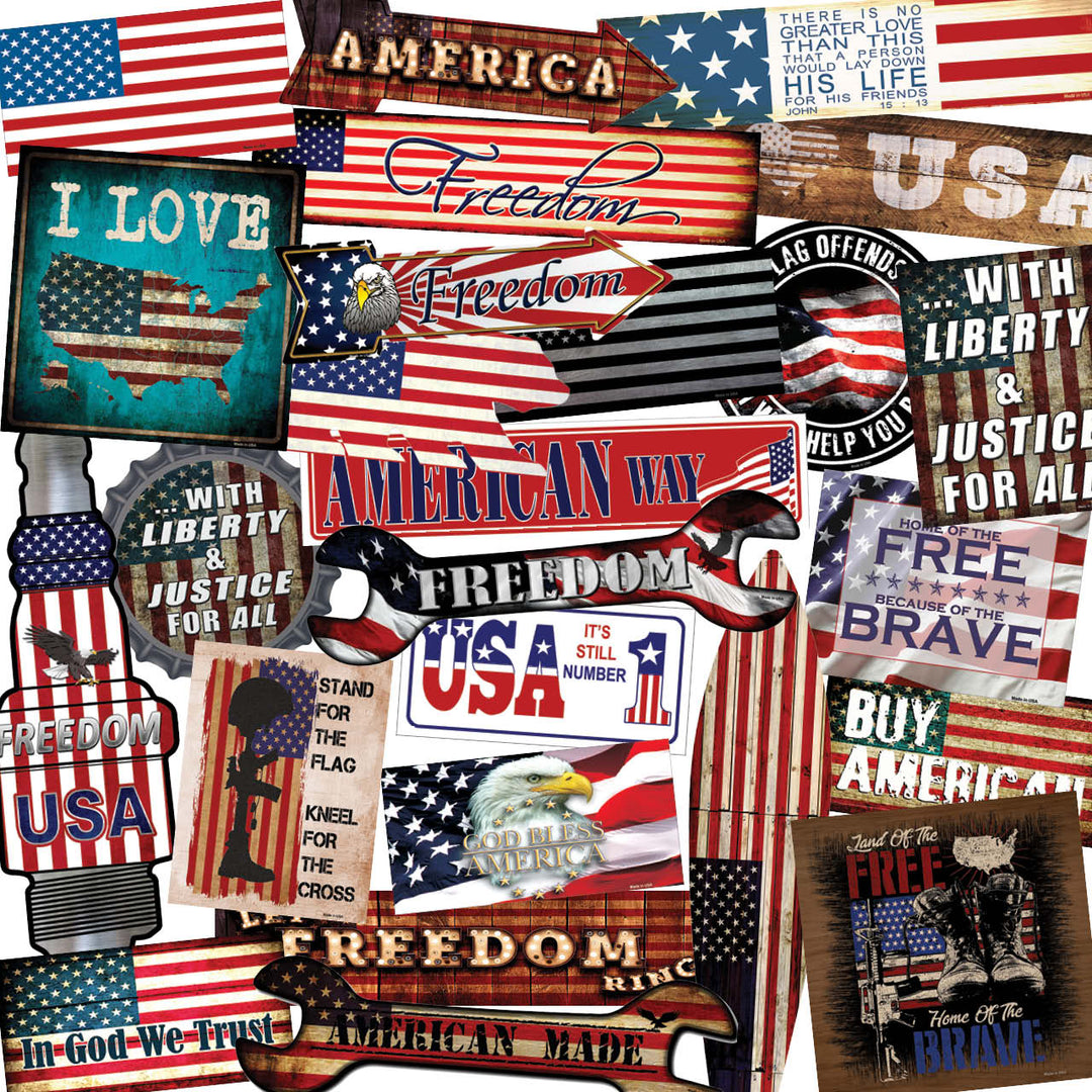 Patriotic 50 Piece Wholesale Novelty Assorted Sticker Decal Pack