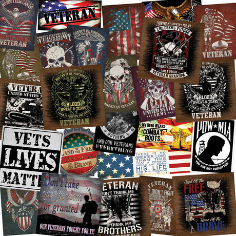 Veteran 50 Piece Wholesale Novelty Assorted Sticker Decal Pack