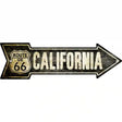 Vintage Route 66 California Novelty Metal Arrow Sign - Size 17" x 5" Sign (A)
