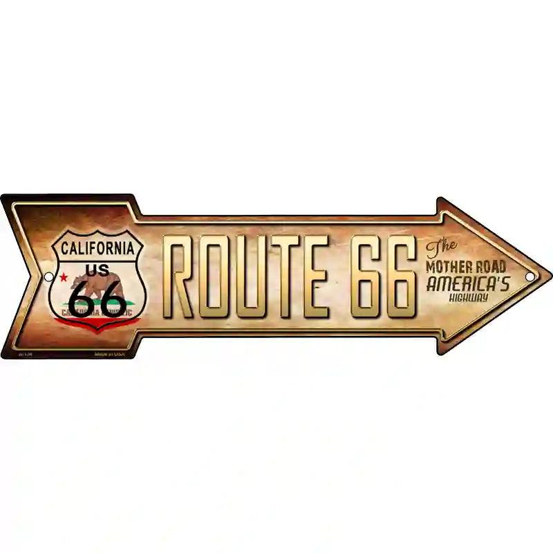 Route 66 California Flag Novelty Metal Arrow Sign 17" x 5" (A)