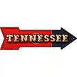 Tennessee Bulb Lettering With State Flag Novelty Metal Arrow Sign 17" x 5" (A)