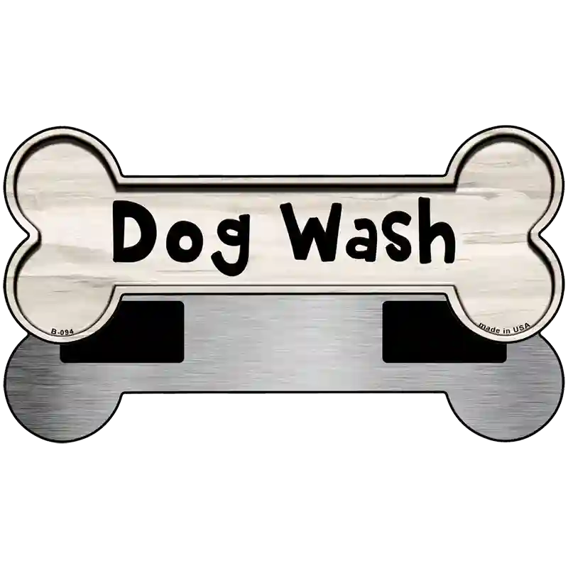 Dog Wash Novelty Metal Bone Magnet 3.5" x 9" Magnet (B)