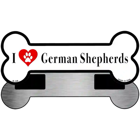 I Love German Shepherds Novelty Metal Bone Magnet B-138 3.5" x 9" Magnet (B)