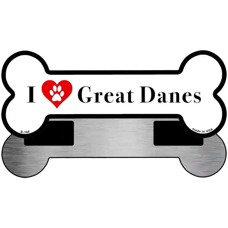 I Love Great Danes Novelty Metal Bone Magnet B-140 3.5" x 9" Magnet (B)