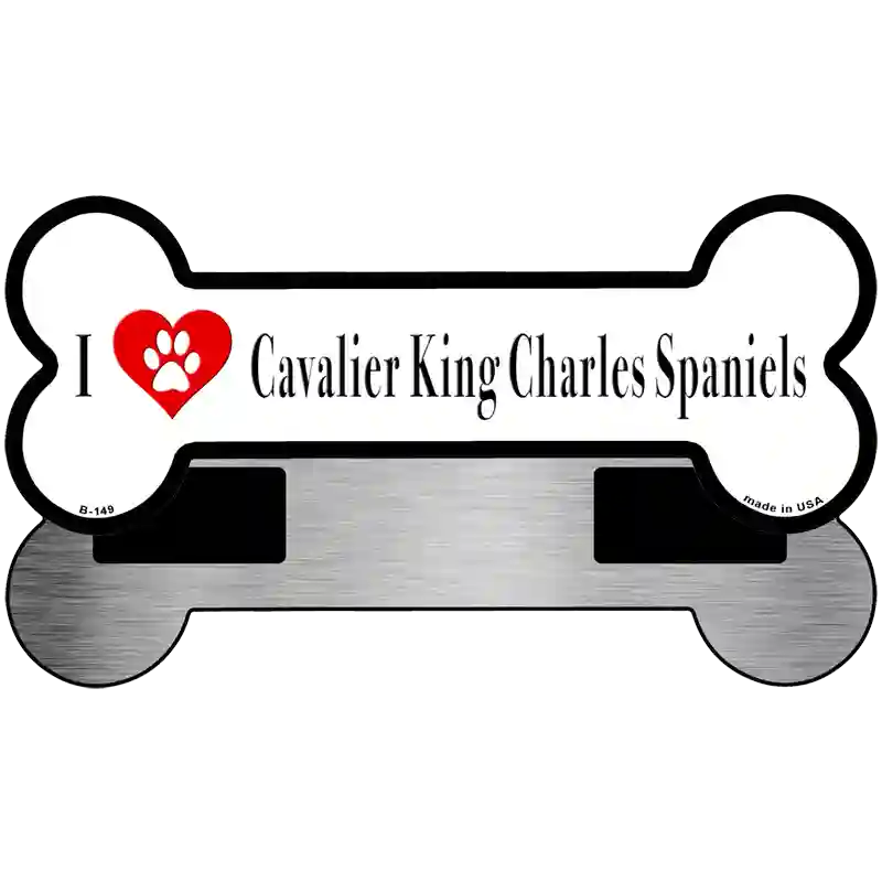 I Love Charles Spaniels Novelty Metal Bone Magnet B-149 3.5" x 9" Magnet (B)