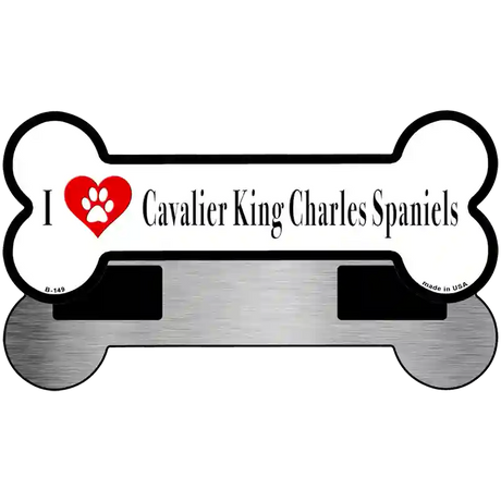 I Love Charles Spaniels Novelty Metal Bone Magnet B-149 3.5" x 9" Magnet (B)