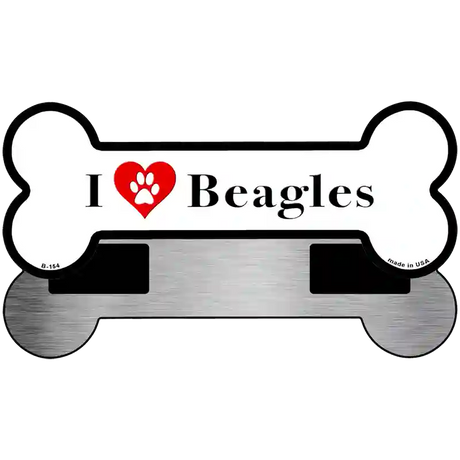 I Love Beagles Novelty Metal Bone Magnet B-154 3.5" x 9" Magnet (B)