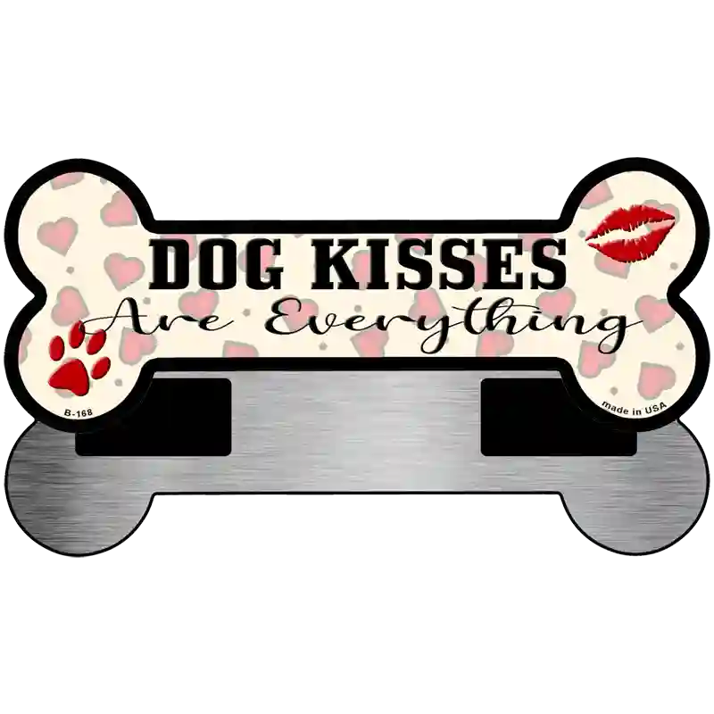 Dog Kisses Novelty Metal Bone Magnet 3.5" x 9" Magnet (B)