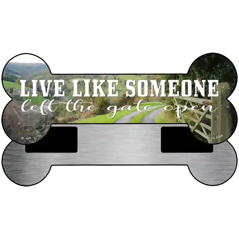 Left Gate Open Novelty Metal Bone Magnet 3.5" x 9" Magnet (B)
