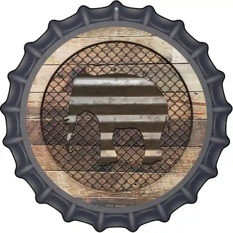 Corrugated Elephant on Wood Novelty Metal Bottle Cap Sign BC-1037