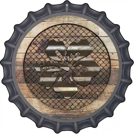 Corrugated Hawaiian Flowers on Wood Novelty Metal Bottle Cap Sign BC-1056
