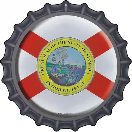 Florida State Flag Novelty Metal Bottle Cap Sign BC-108