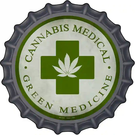 Cannabis Medicine Novelty Metal Bottle Cap Sign BC-1130